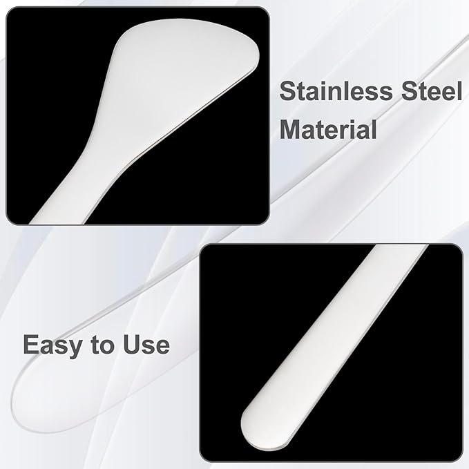 3pcs Mini Stainless Steel Makeup Spatula, Reusable Cosmetic Cream Spatulas Spoon, Skincare Scoop Applicator Facial Massage Beauty Tools for Mixing and Sampling Face Eye Cream- 3.17"×0.98"