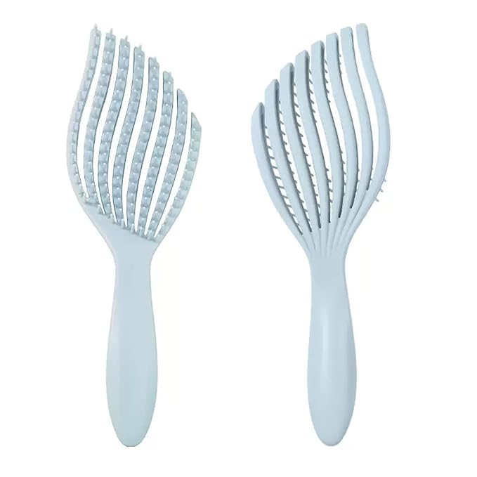 Detangler Brush for Curly Hair, Flexible Hair Brush, Curl Defining Brush – for Detangling with Soft Strands, Easily Combs Through Wet or Dry, Thick Curly Hair (Blue)