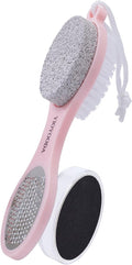 Foot Scrubber Brush with Pumice Stone for Feet, 5-in-1 Foot File Callus Remover, Stainless Steel Feet Scraper, Cleaning Brush and Sand Paper Debris Catcher, Multi Purpose for Home Foot Care