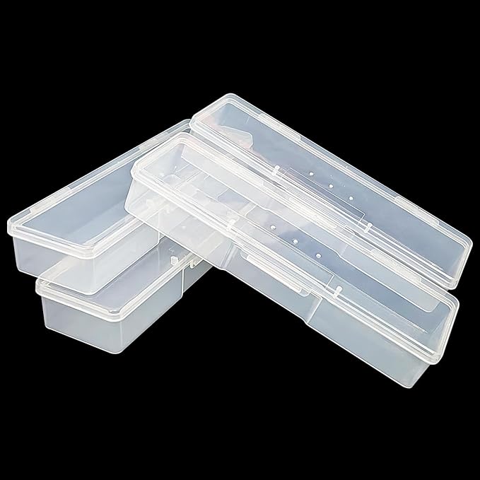 Plastic Nail Storage Manicure Tool Box, 4PCS Storage Personal Box Nail Implement Storage Box Organizer Case Box for Nail Art Pedicure Supply (Clear-4pcs, Small)