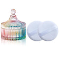 Body Powder Puff and Container, Glass Box for Dust Puff, Powder applicator with Case for Dusting powder (colorful)
