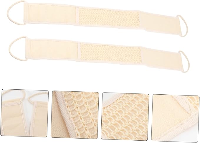 2Pcs Exfoliating Bath Scrubber Shower Back Strap Spa Skin Cleaning Brush for Men Women for Reaching Hard to Access Areas for Smooth Skin