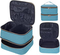 Double Layer Makeup Bag Portable Large Cosmetic Case Organizer with Adjustable Dividers Storage Travel Bag for Accessories Brushes Conditioner and Skin Care Products (Green)