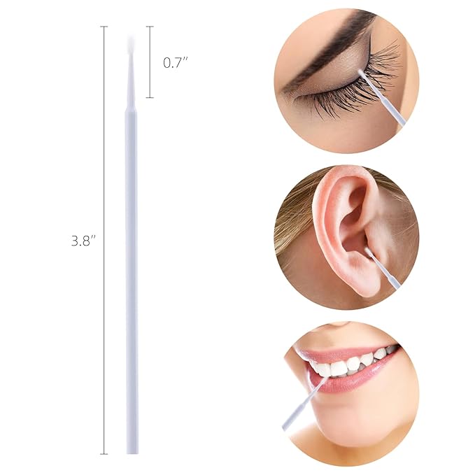Tbestmax 500 Pcs Micro Applicator Brush Micro Swabs, Disposable Eye Lashes Mascara Wands for Eyelash Extension White