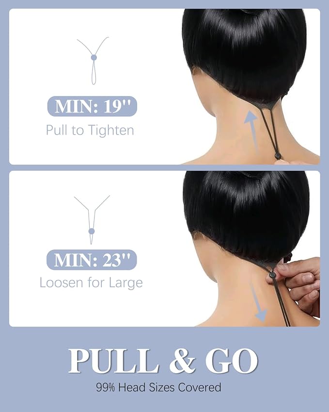 220% Density V Part Wigs Human Hair with Drawstring Yaki Straight Upgrade U Part Human Hair Wigs for Women Glueless Clip in Half Wigs Magic Leave out 260g 16inch #1B Natural Black