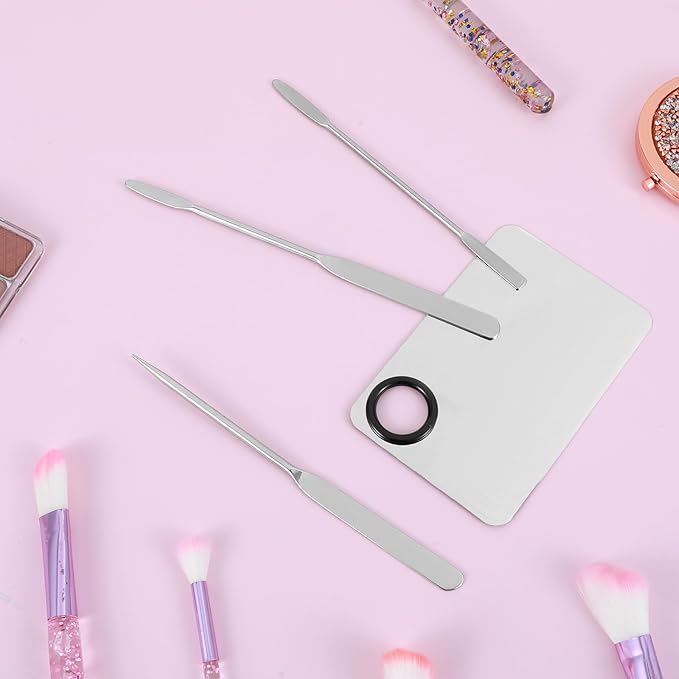 4 PCS Makeup Mixing Palette, Makeup Palette Tray Foundation Spatula, Accessories Set for Women Girl Cosmetic Spatula Tool for Nail Eye Shadow Eyelash Professional Pigment Blending