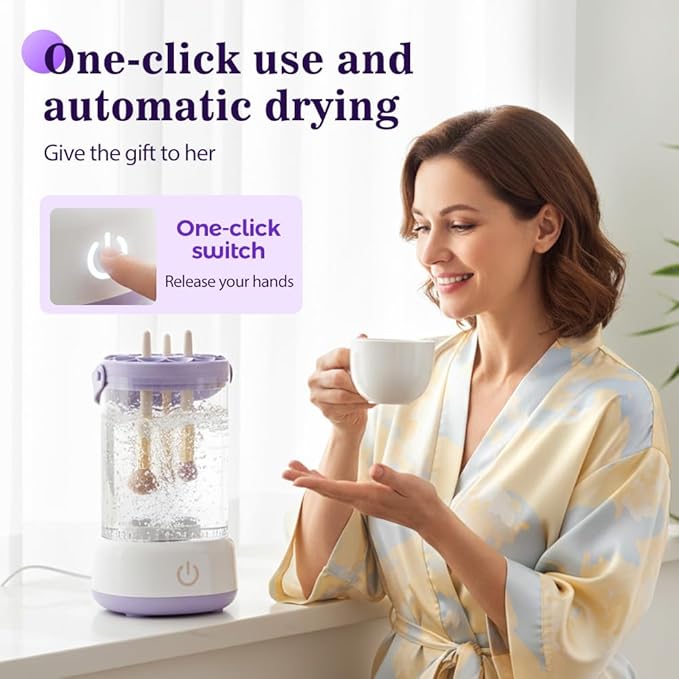 Electric Makeup Brush Cleaner,Automatic Spinning Makeup Brush Cleaner,USB Charging & Deep Cleaning,Portable Cosmetic Brush Cleaner Machine For All Makeup Brush Types (Green)