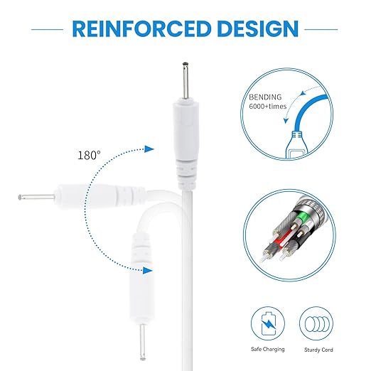 Chofit Intended for COSLUS FBS02/FBS01 Facial Cleansing Brush Charging Cable Protable Replacement USB Charger Cable Compatible with COSLUS IPX7 Charger (White,1PACK)