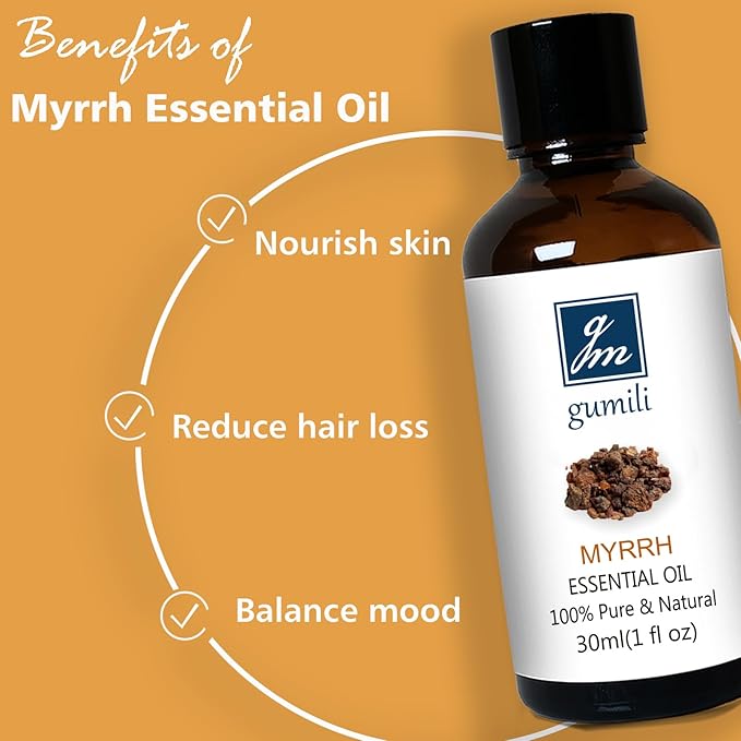 Frankincense and Myrrh Essential Oil Combo Set (2 Pack), 100% Pure Undiluted Essential Oils for Aromatherapy, Massage, Meditation & Skincare
