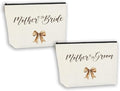 2PCS Wedding Makeup Bags Set for Mothers of Bride and Groom, Wedding Gift Mother of The Bride Makeup Bag Mother of Groom Canvas Print for Mom in Law Engagement Gift