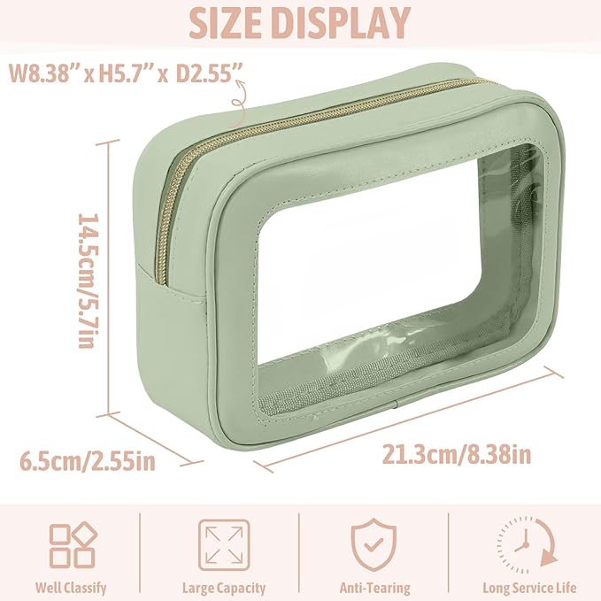 6PCS Clear Toiletry Bag,TSA Approved Travel Pouch with Zipper for Cosmetics and Toiletries，Diaper Bag Organizer Pouch Set, Purse Organizer and Clear Car Bag for Women and Kids