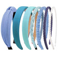 AHONEY 7 Pack Blue Headbands for Girls Women Headbands Trendy Non Slip Hairbands Preppy Hair Accessories Multi-style Headband Pack