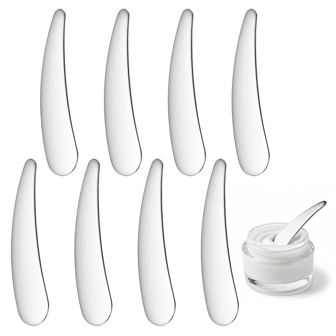 8pcs Mini Metal Makeup Spatula Reusable Cosmetic Cream Spatulas Skin Care Scoop Facial Applicator Tool Makeup Beauty Spoons for Face Mask Lotions Moisturizers Christmas