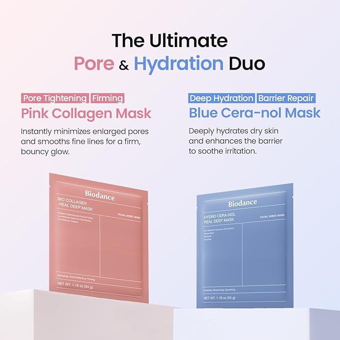 BIODANCE Best Mask Duo: Bio-Collagen & Ceramide Panthenol Real Deep Mask Set, Firming, Hydrating, Face Mask Bundle for Glass Skin, Korean Skincare Set, Korean Skin Care, Facial Mask Set