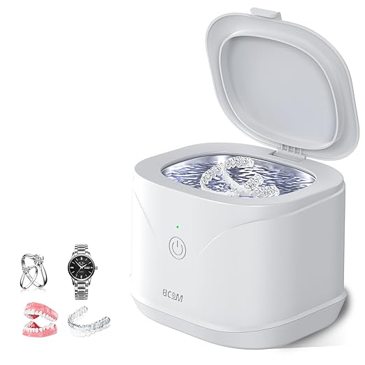 BCOM Ultrasonic Retainer Cleaner, Retainer Cleaner Machine 46kHz, Professional Portable Ultrasonic Jewelry Cleaner for Dental Retainer Pod, Mouth Guard, Watch, Ring, Jewelry,Valentines Day Gift
