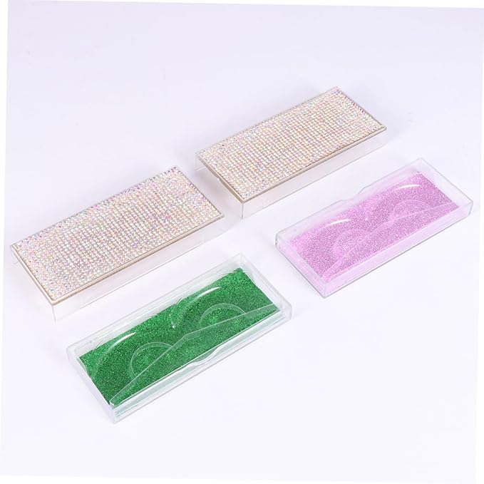 Shiny Eyelash Storage Case Set 2pcs Rhinestone Lash Containers Stylish Convenient