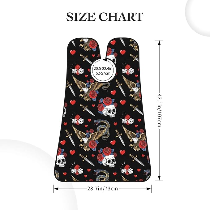 Adjustable Beard Catcher Apron, Vintage Rock Snake Knife Wild Eagle Rose Skull Shave Bib, Non-Stick Waterproof Grooming Bib, Shaving Essential for Men Dad Christmas