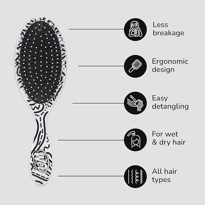 Wet Brush Original Detangler Hair Brush, Hipster Doodle - Ultra-Soft IntelliFlex Bristles - Glide Through Tangles With Ease For All Hair Types-For Women, Men, Wet & Dry Hair 1 Count (Pack of 1)