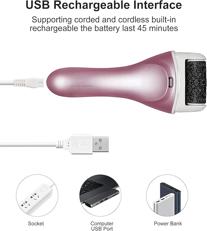 Electric Feet Callus Removers Rechargeable,Portable Electronic Foot File Pedicure Tools, Electric Callus Remover Kit,Professional Pedi Feet Care Perfect for Dead,Hard Cracked Dry Skin