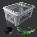 kathson Reptile Snake Feeding Box Breeding Hatching Container Lizard Tarantula Habitat Portable Transparent Plastic Mini Pet Houses for Spider Scorpion Gecko (White)