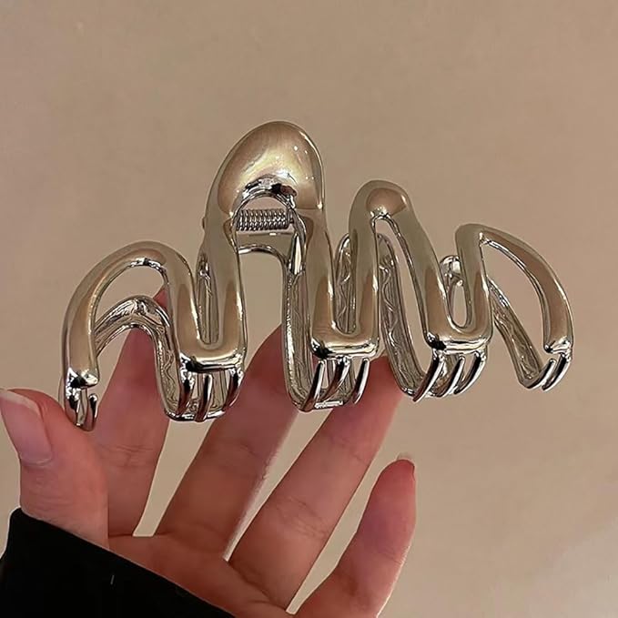 Wavy Metal Hair Clips for Women & Girls, Non-Slip Cute Modern Hair Accessories with Strong Hold