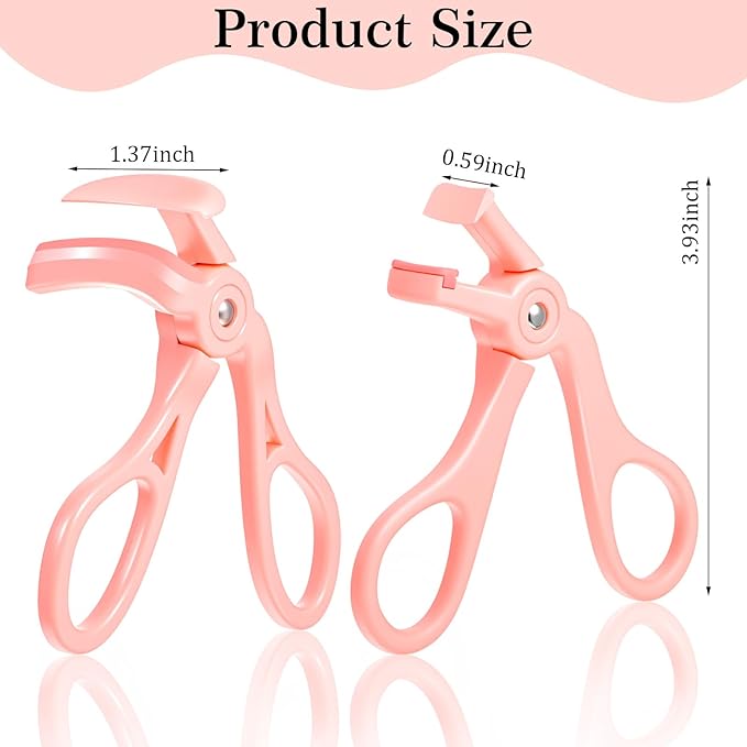 2 Style Eyelash Curlers, Plastic Eyelash Curler, Premium Cute Small Eye Lash Curler for No Pinching or Pulling Lash, Professional Makeup Tool for Eyelashes for Long Lasting (Pink)