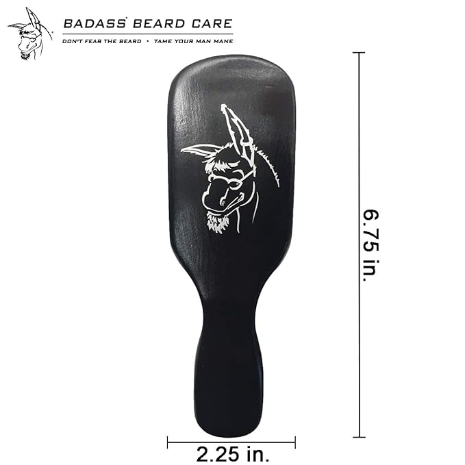 Badass Beard Care 100% Boars Hair Hardwood Frame Black Series Beard Brush For Men with Handle