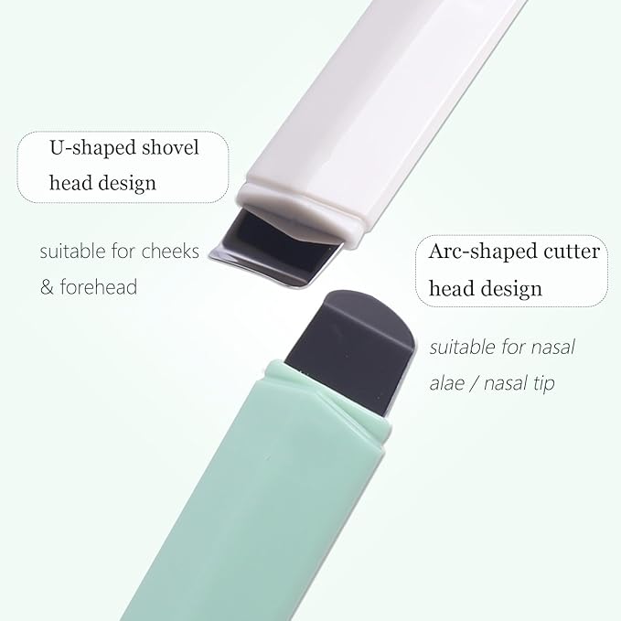 2 PCS Blackhead Remover Tool, Dual-Head Face Spatula for Deep Cleansing Nose Pores & T-Zone, Skincare Tool for Men and Women(Green+White)