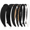 AHONEY 7 Pack Black Headbands for Women Girls Headbands Non Slip Hairbands Cute Hair Accessories Multi-style Headband Pack Diademas Para Mujer (Black)