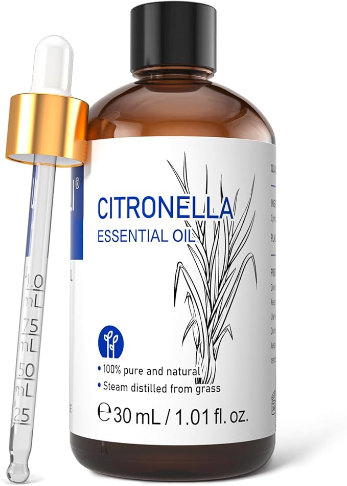 HIQILI 1 Fl Oz Citronella Essential Oil, 100% Pure Undiluted for Aromatherapy Diffuser for Home - 30ML