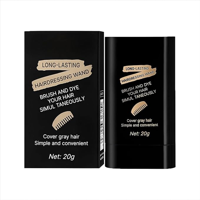 2-in-1 Hair Color Stick & Comb, Long-Lasting Waterproof Color,Sweat-Proof, Quick Root Touch-Up, Coloring Tool – For Women & Men (Black-2PCS)