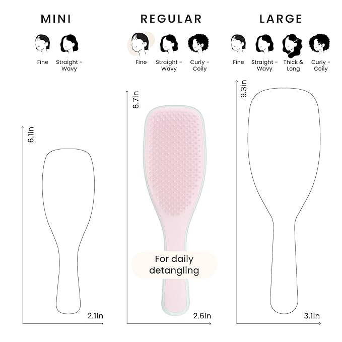 Tangle Teezer Fine Ultimate Detangler Brush, Dry & Wet Hair Brush to Detangle & Reduce Breakage for Fine Hair Types, Marshmallow Pink & Mint