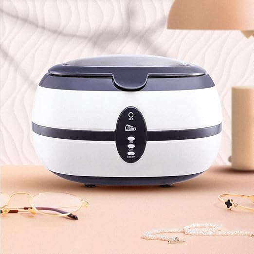 Ultrasonic Jewellery Cleaner, 40kHz Professional Cleaner Ultrasonic Machine with Carry Holder, Cleaning Basket for Jewelry, Rings, Eyeglasses, Watches, Silver (600 ml)