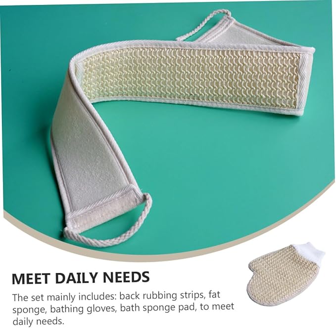 4-Piece Bathing Scrubbing Set Comfortable Back Scrubber Strap and Glove for Shower for Adults Easy to Use Bath Supply