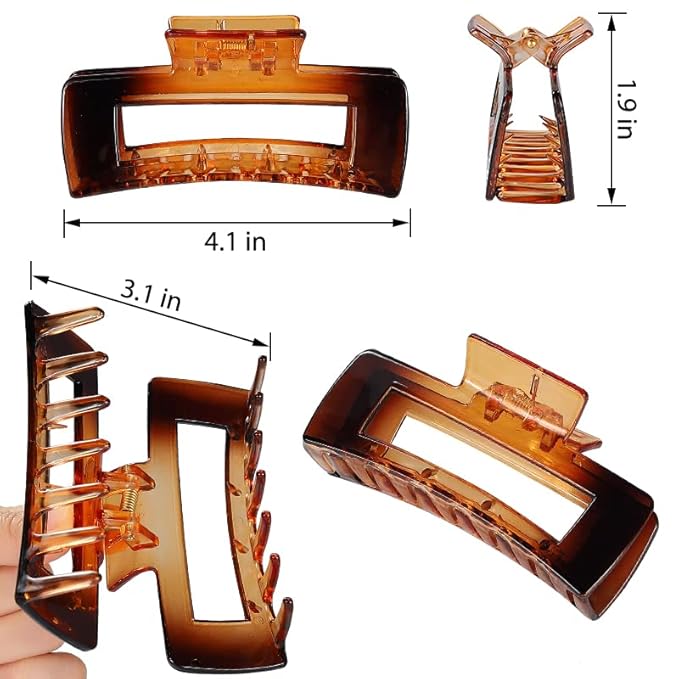 laxizar Hair Claw Clips 8 PCS 4.1 Inch Barrettes Rectangle Shape Clips Fashion Hair Clips