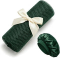 African Net Sponge, Exfoliating Body Scrubber, Soft Satin Silk Bonnet for Men Women Hair Bonnet for Sleeping, Double Layer Silk Sleep Cap, Dark Green, HomeyVenture