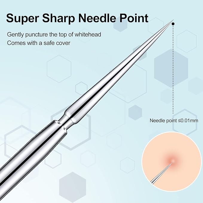 Titanium Lancet Needle Pimple Popper Tool Facial Milia Remover Blackhead Blemish Remover Blackhead Whitehead Extractor Professional Lancet Zit Blemish Comedone Removal Tool 2 Pieces with Box