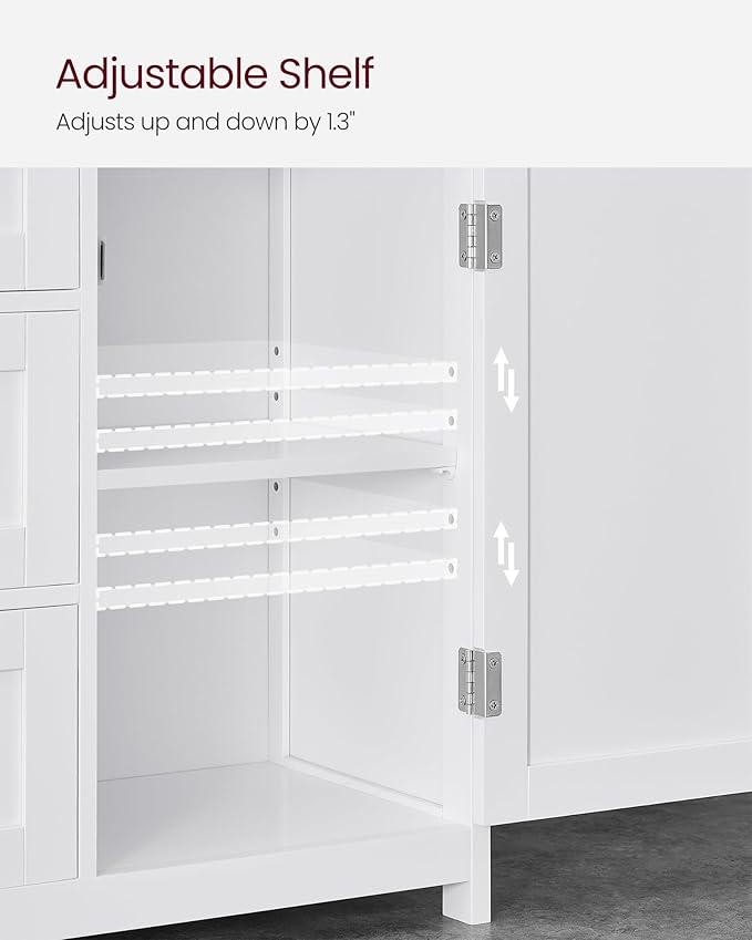 VASAGLE Floor Storage Cabinet, Freestanding Storage Unit with 3 Drawers, Adjustable Shelf, 11.8 x 23.6 x 31.5 Inches, for Living Room, Bathroom, Entryway, White UBBC542P31V2