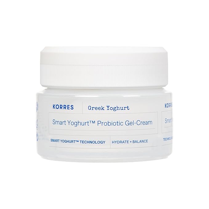 KORRES Greek Yoghurt Nourishing Probiotic Gel-Cream, Lightweight Face Moisturizer with Pre and Probiotics, Time-Released Hydration for 48 Hours, Microbiome Technology for Balanced Skin, 1.4 Fl Oz