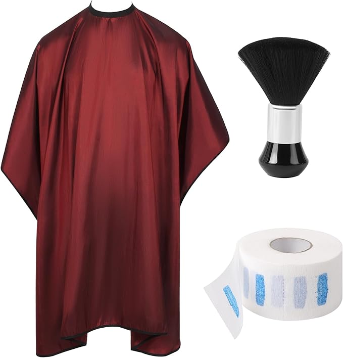 hair cutting cape set, salon barber cape with duster brush and disposable barber neck strip Salon Barber Cape for Men, Women