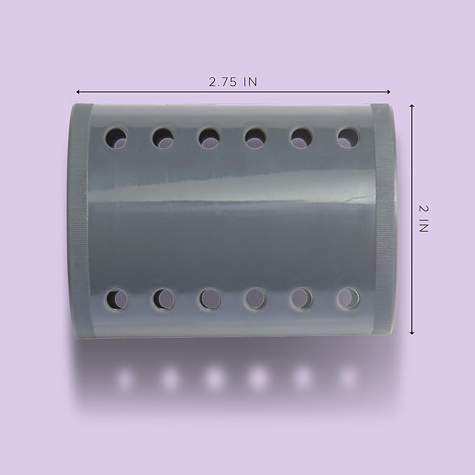 Diane 2-Inch Magnetic Hair Rollers, Secure Hold for Curls and Volume, Ideal for Styling with Pins, Picks, or Clips, Easy to Clean and Maintain, Grey, 12 Count