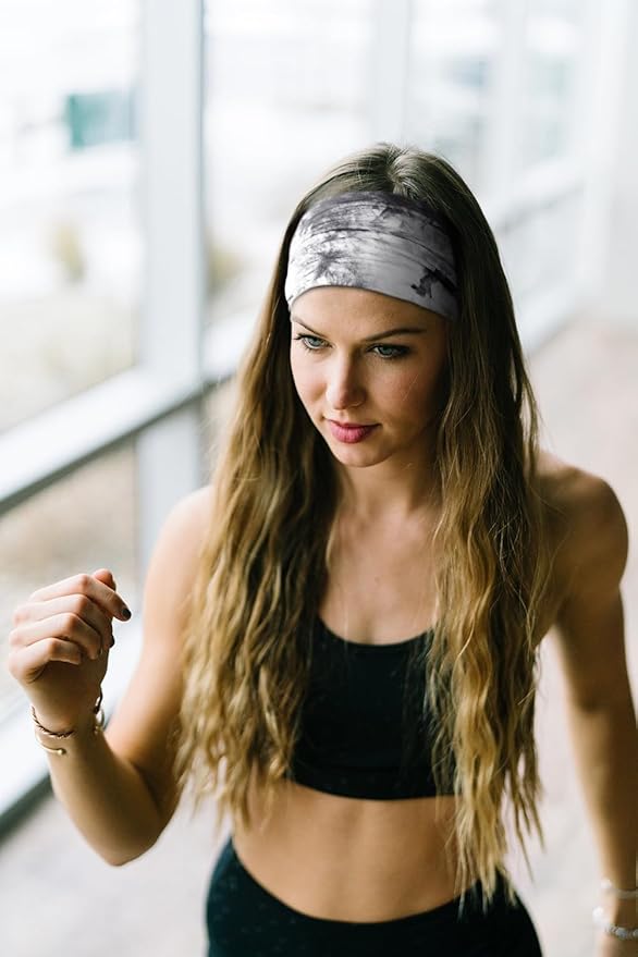 Huachi Tie Dye Headbands for Women, 4 Pack Wide Headbands in Boho Style, Non Slip Hairbands for Workout, Yoga, Running, Hair Accessories for Girls, Women's Hair Turban, African Knotted Head Wraps