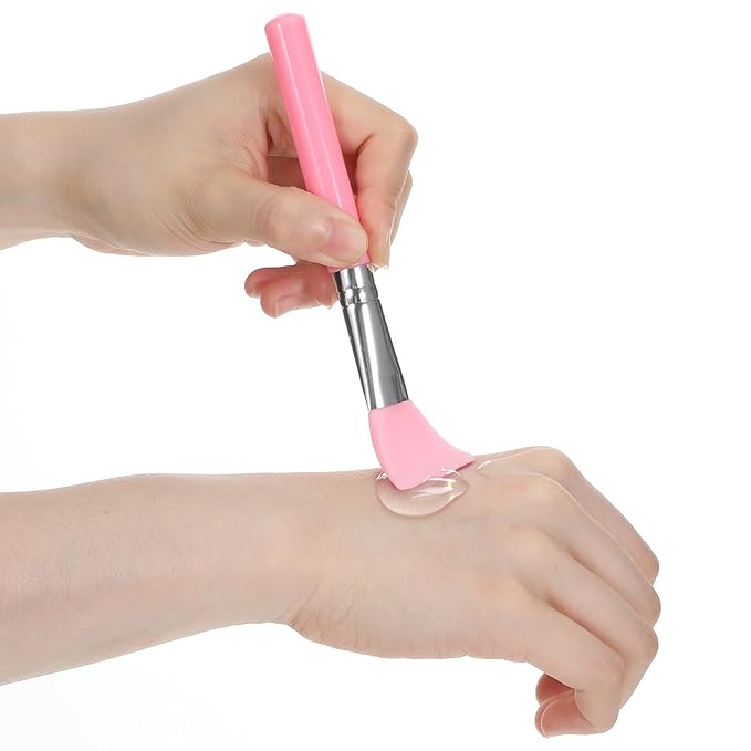 7 Pcs Silicone Applicator Brush Resin Silicone Makeup Applicator Lip Application Tool Cover Pink Epoxy Brush Lip Brushes Face Jelly Brushes Eye Cream Tool for UV Epoxy Art Crafting and Cream