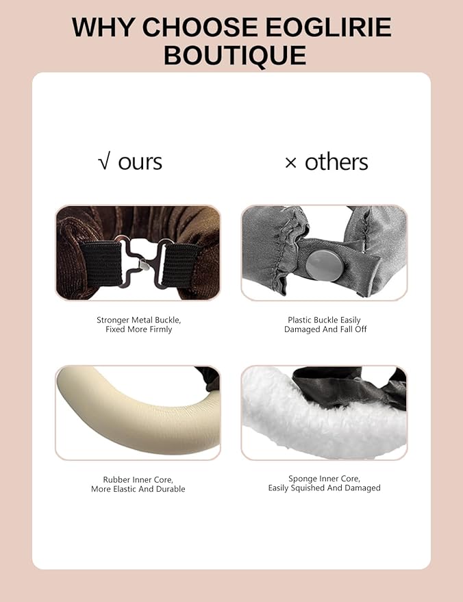No Heat Curling Rod with Scarf, Velvet Hair Curlers to Sleep in Overnight Curls with Hook Blowout Rods Headband with Silk Scarf Curl Styling Kit for Long Medium Short Hair (3 coffee+Scarf, count)