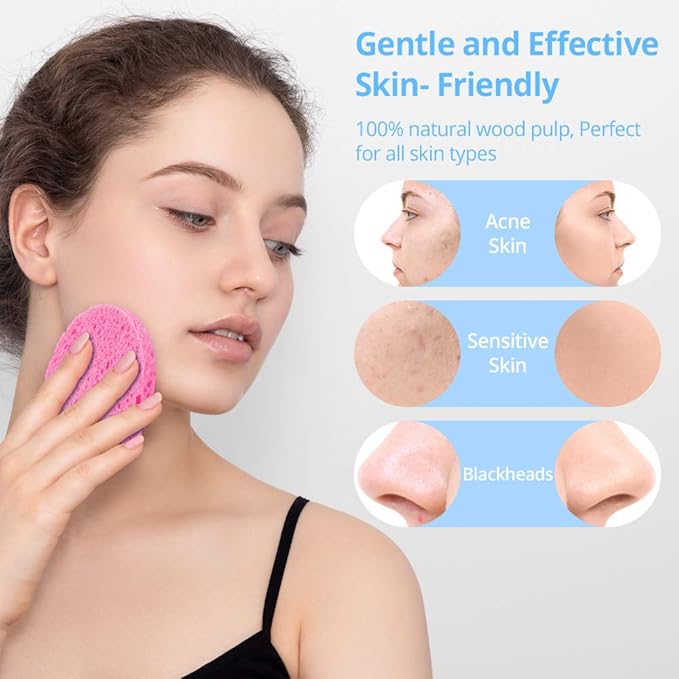 Natural Facial Cleansing Sponges- 20 Count Compressed Facial Sponges Cellulose Reusable Soft Cosmetic Esponjas para Faciales for Professional Makeup Removal, Facials Spa, Exfoliator, Skin Massage