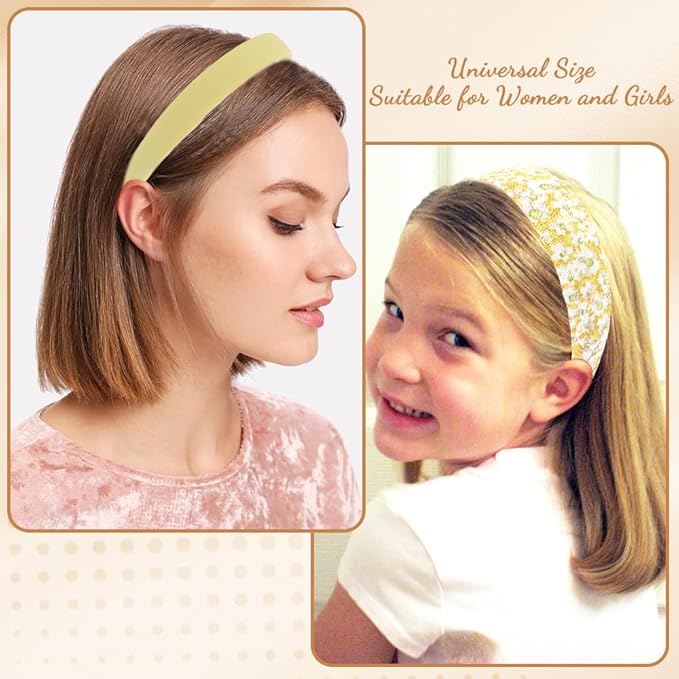 AHONEY 7 Pack Yellow Headbands for Women Girls Headbands Fashion Non Slip Hairbands Cute Hair Accessories Multi-style Headband Pack