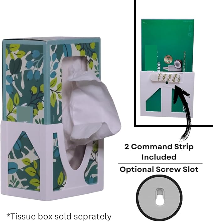 Sneeze Eaze Wall-Mounted Tissue Box Holder - Space-Saving Design - Easy Loading & Stylish Home Decor - Versatile Installation Options - Perfect for Home, Office & School - Made in The USA (Black)