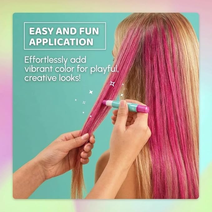 Blue Squid Hair Chalk for Girls Pens – 10 Vibrant Temporary Hair Color for Kids - Ideal Christmas, Birthday Gifts for Girls & Teens - Kid Safe, Washable Hair Dye for Ages 6 7 8 9 10 11 12
