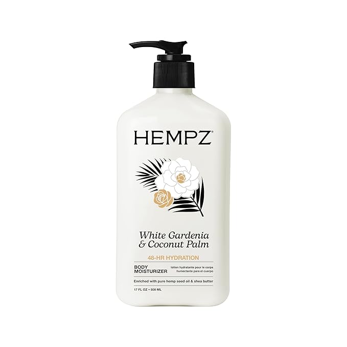 Hempz Body Lotion Moisturizer - White Gardenia & Coconut Palm - Daily Moisturizing Cream, Shea Butter, Coconut Oil - Skin Care Products, All Natural Hemp Seed Oil - 17 Fl Oz