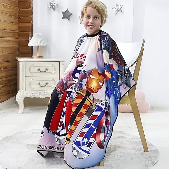 DOKKIA KIDS Barber Cape Haircut Hair Cutting Children Toddler Boys Girls Hairdressing Salon Styling Cloth Apron Cover Gown 40×50"